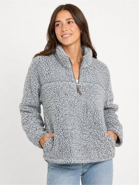 Dylan LA Sherpa Quarter Zip Pullover Blue